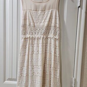 A'Reve Cream Sleeveless Midi Sundress